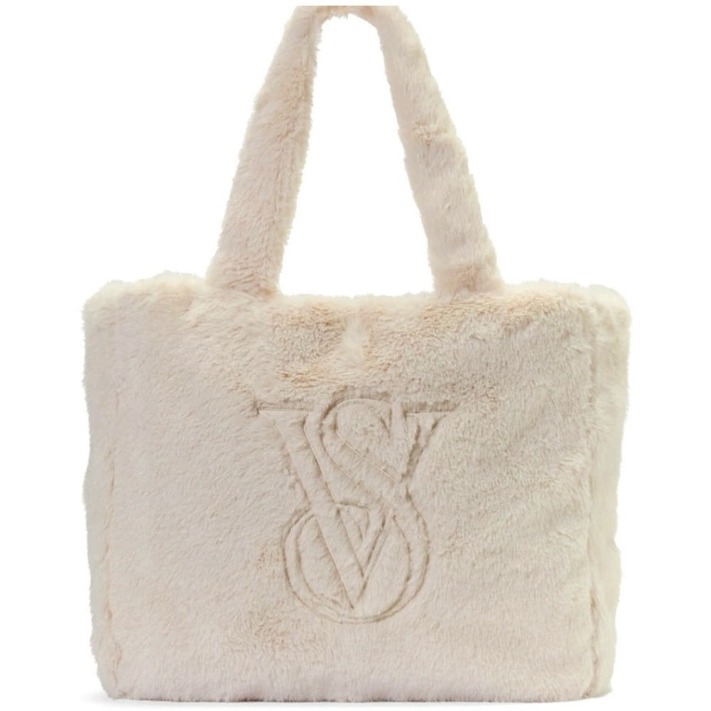 Victoria's Secret Cream Faux Fur Tote Bag